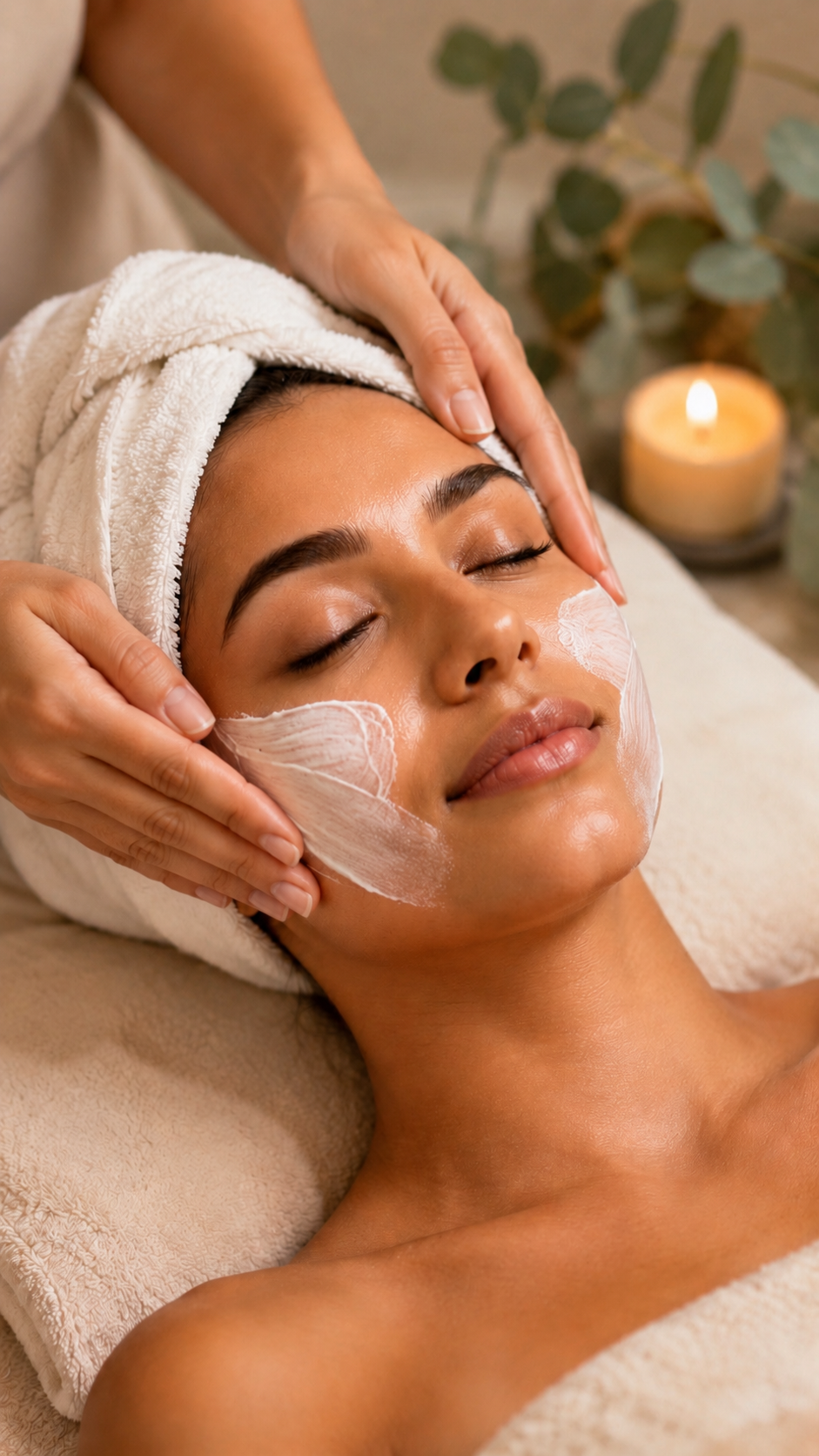 Woman receiving a facial treatment