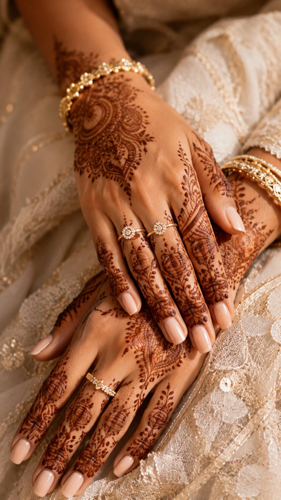 Intricate henna design on hands